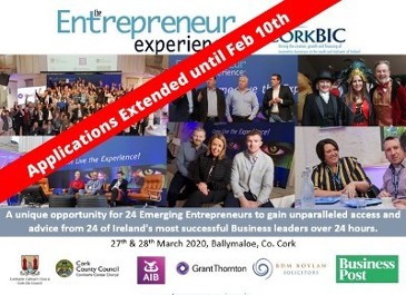 Applications EXTENDED to Feb 10 for 2020 Entrepreneur Experience 